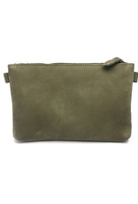 Maisha.Style Maisha purse - olive suede leather purse with tone on tone beads