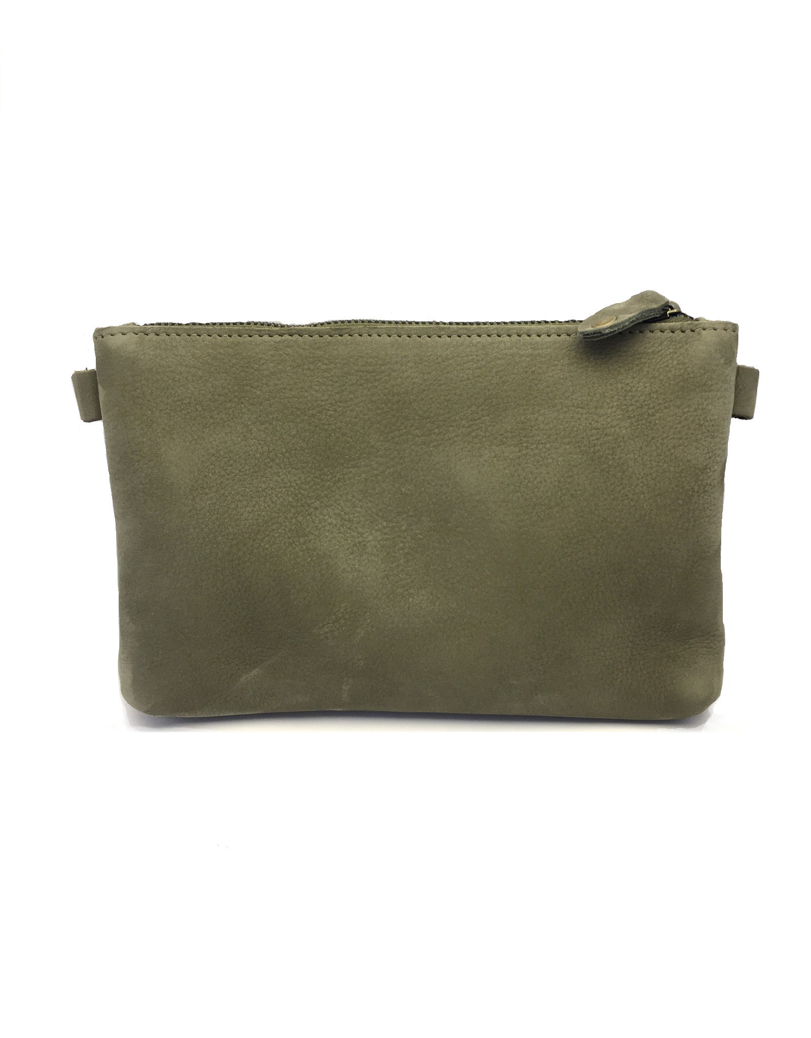 Maisha.Style Maisha purse - olive suede leather purse with tone on tone beads