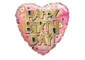 Heart Happy Birthday Gold Letters - K18"