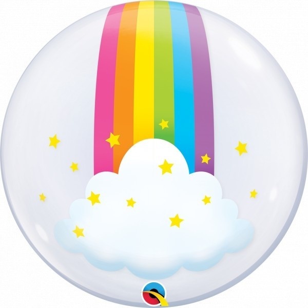 DECO BUBBLE - 24 inch - Rainbow Clouds - Qualatex