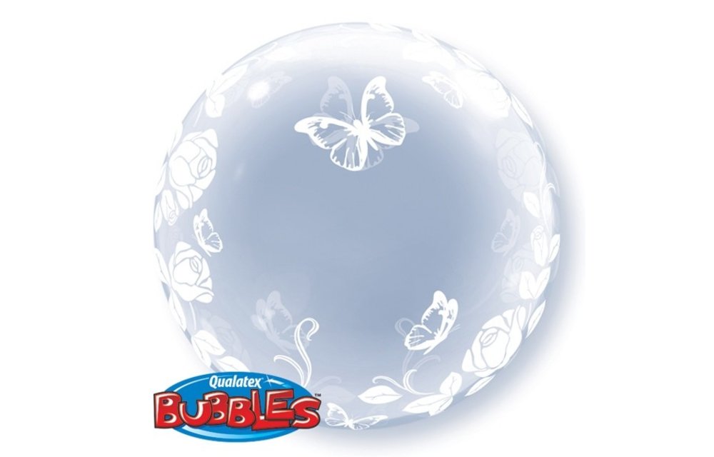 DECO BUBBLE - 24 inch  - Elegant Roses & Butterflies - Qualatex