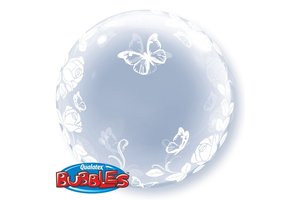 DECO BUBBLE - 24 inch  - Elegant Roses & Butterflies - Qualatex