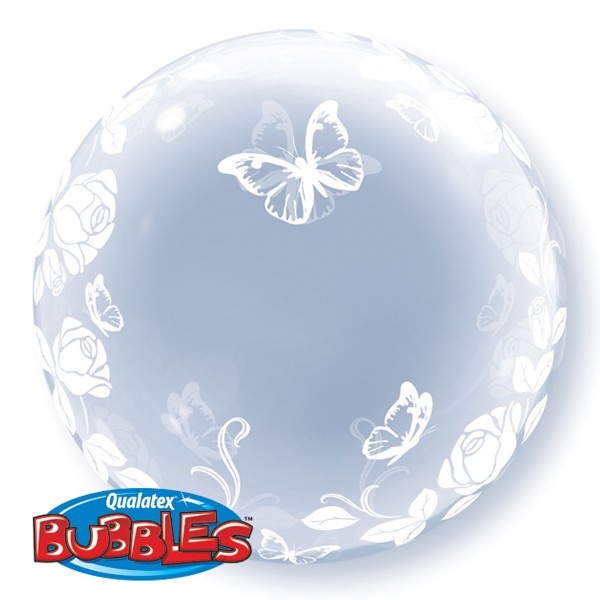 DECO BUBBLE - 24 inch  - Elegant Roses & Butterflies - Qualatex