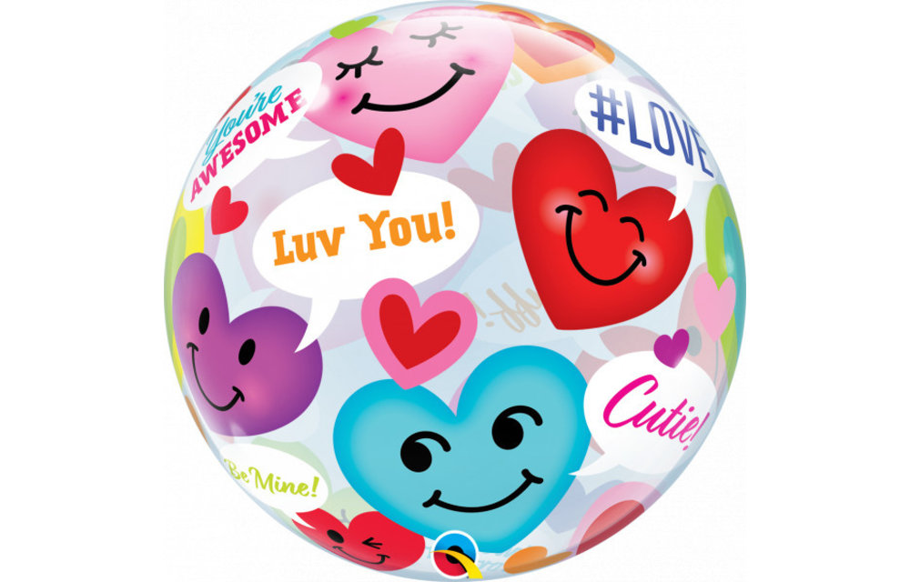 BUBBLE Conversation Smiley Hearts - 22 inch - Qualatex