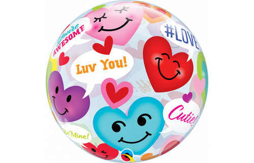 BUBBLE Conversation Smiley Hearts - 22 inch - Qualatex