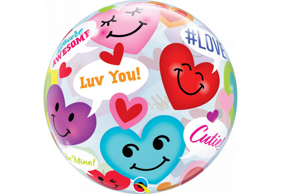 BUBBLE Conversation Smiley Hearts - 22 inch - Qualatex
