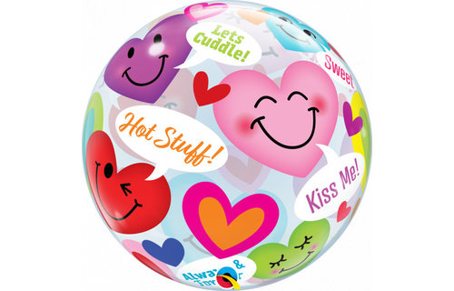 BUBBLE Conversation Smiley Hearts - 22 inch - Qualatex