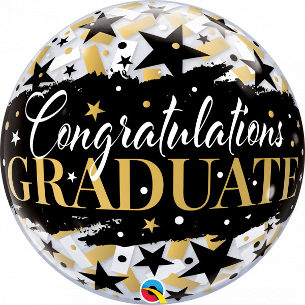 BUBBLE Congratulations Graduate Black Stars - 22"/56cm