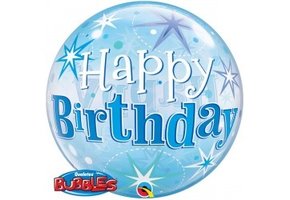 SALE > BUBBLE Birthday Blue Starburst Sparkle - 22"/56cm