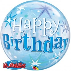 BUBBLE Birthday Blue Starburst Sparkle - 22"/56cm