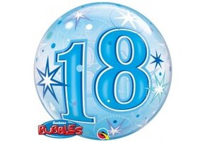 BUBBLE 18 Blue Starburst Sparkle - 22"/56cm