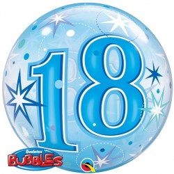 BUBBLE 18 Blue Starburst Sparkle - 22"/56cm