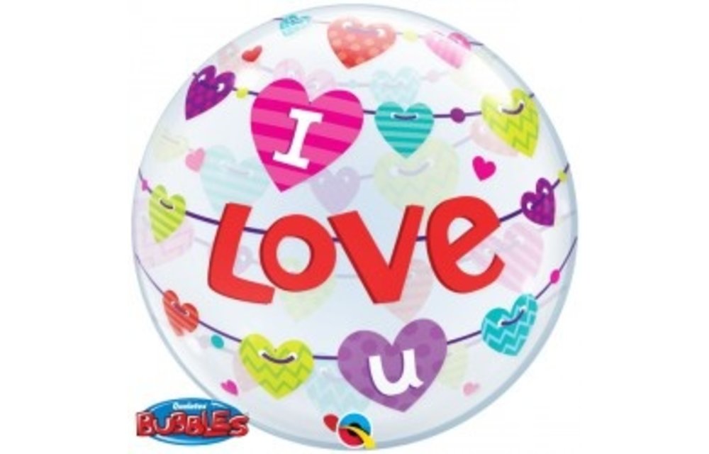 BUBBLE I Love You Banner Hearts - 22 inch - Qualatex