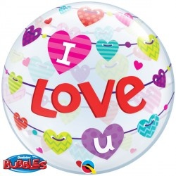 BUBBLE I Love You Banner Hearts - 22"/56cm