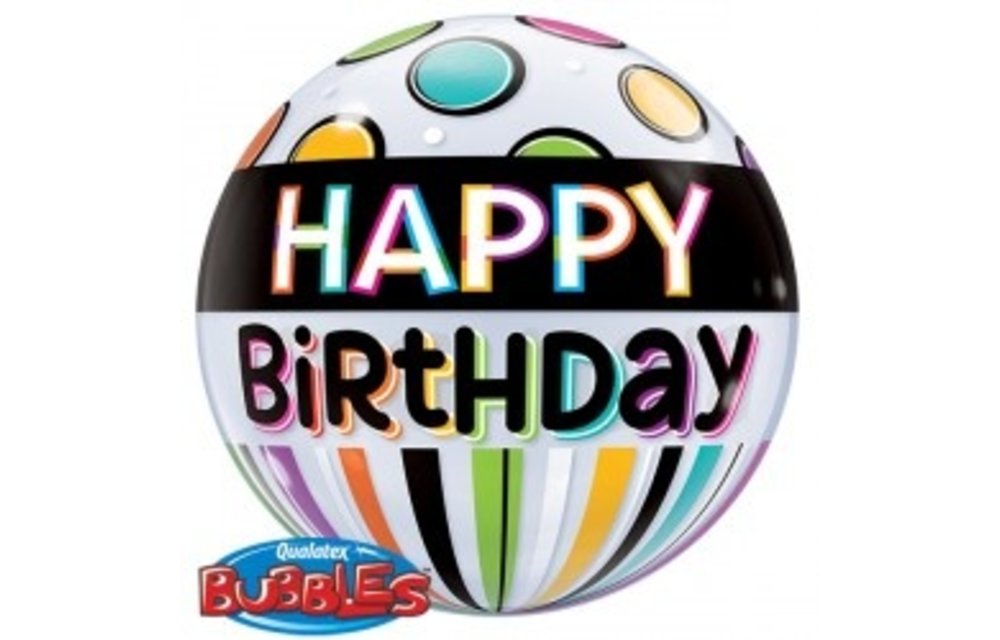BUBBLE Birthday Black Band & Dots - 22 inch - Qualatex
