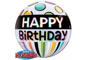 SALE > BUBBLE Birthday Black Band & Dots - 22 inch -Qualatex