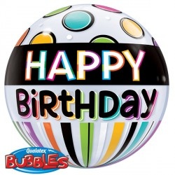 BUBBLE Birthday Black Band & Dots - 22 inch - Qualatex