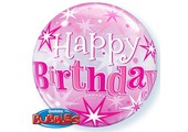 BUBBLE Birthday Pink Starburst Sparkle - 22"/56cm