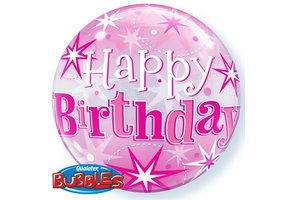 SALE > BUBBLE Birthday Pink Starburst Sparkle - 22"/56cm