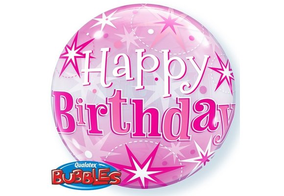 SALE > BUBBLE Birthday Pink Starburst Sparkle - 22"/56cm