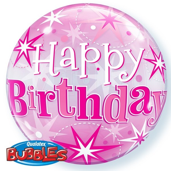BUBBLE Birthday Pink Starburst Sparkle - 22"/56cm