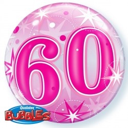 BUBBLE 60 Pink Starburst Sparkle - 22"/56cm