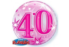 BUBBLE 40 Pink Starburst Sparkle - 22"/56cm