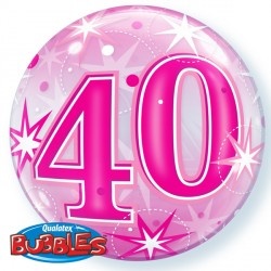 BUBBLE 40 Pink Starburst Sparkle - 22"/56cm