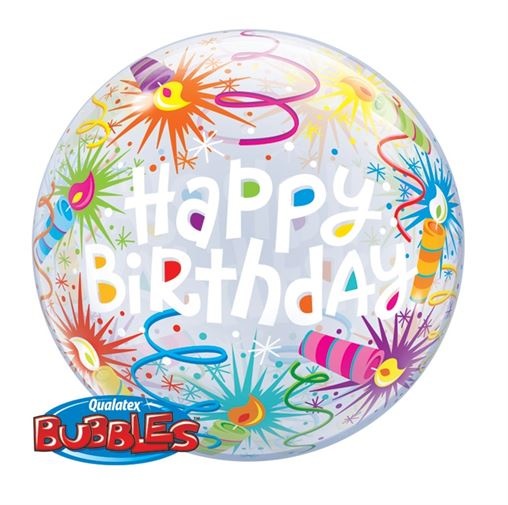 BUBBLE Birthday Lit Candles - 22 inch - Qualatex