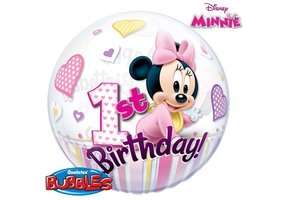BUBBLE Minnie Mouse 1st Birthday - 22 inch - Qualatex