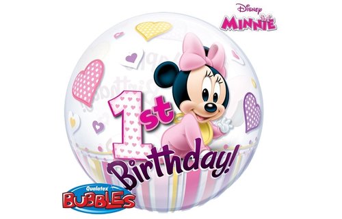 BUBBLE Minnie Mouse 1st Birthday - 22 inch - Qualatex