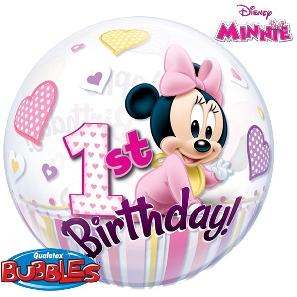 BUBBLE Minnie Mouse 1st Birthday - 22 inch - Qualatex