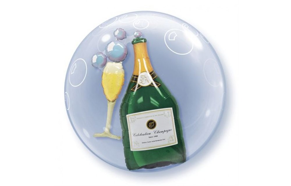 DOUBLE BUBBLE - 24 inch - Bubbly Wine Bottle & Glass - Qualatex