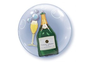 DOUBLE BUBBLE - 24"/61cm - Bubbly Wine Bottle & Glass
