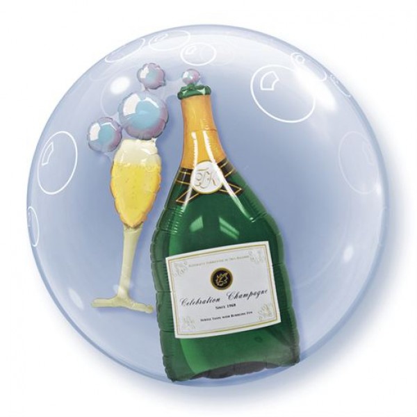 DOUBLE BUBBLE - 24"/61cm - Bubbly Wine Bottle & Glass