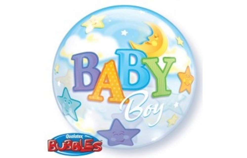 BUBBLE Baby Boy Moon & stars - 22 inch - Qualatex