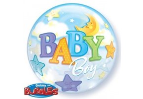 BUBBLE Baby Boy Moon & stars - 22 inch - Qualatex