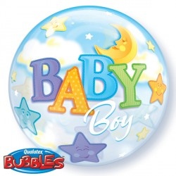 BUBBLE Baby Boy Moon & stars - 22 inch - Qualatex