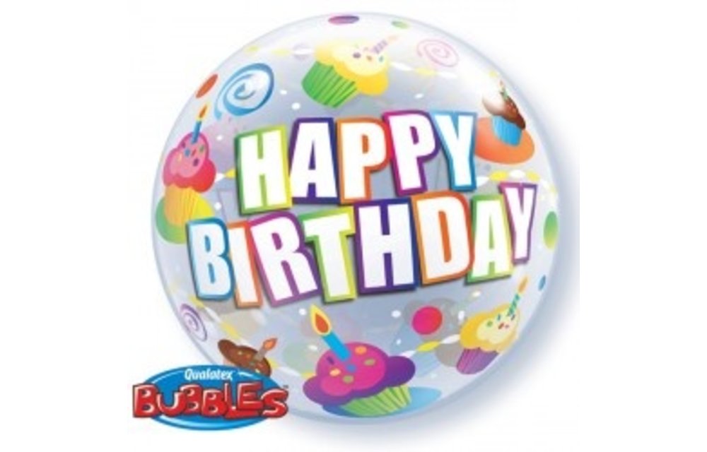 BUBBLE Birthday Colourful Cupcakes - 22 inch - Qualatex