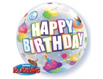 BUBBLE Birthday Colourful Cupcakes - 22"/56cm