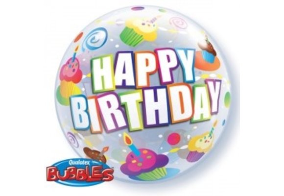 BUBBLE Birthday Colourful Cupcakes - 22 inch - Qualatex