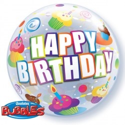 BUBBLE Birthday Colourful Cupcakes - 22 inch - Qualatex