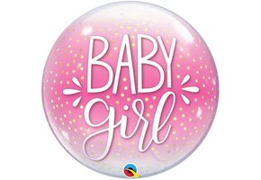 BUBBLE Baby Girl Pink & Confetti Dots - 22 inch - Qualatex