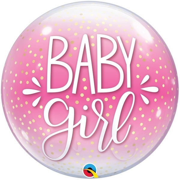 BUBBLE Baby Girl Pink & Confetti Dots - 22 inch - Qualatex