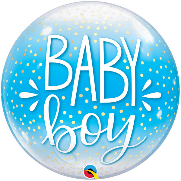 BUBBLE Baby Boy Blue & Confetti Dots - 22 inch - Qualatex