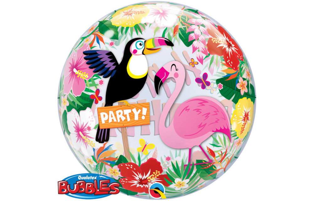 BUBBLE Happy Birthday Tropical Party - 22 inch - Qualatex