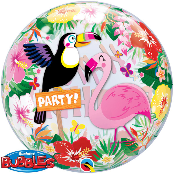 BUBBLE Happy Birthday Tropical Party - 22 inch - Qualatex
