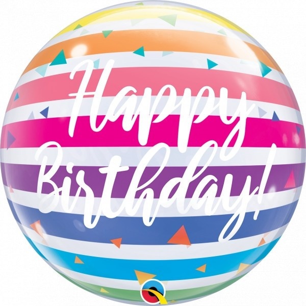 BUBBLE Birthday Bright Rainbow Stripes - 22"/56cm