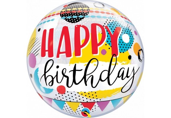 BUBBLE Birthday Circle & Dots Pattern - 22 inch - Qualatex