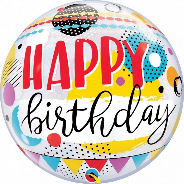 BUBBLE Birthday Circle & Dots Pattern - 22 inch - Qualatex